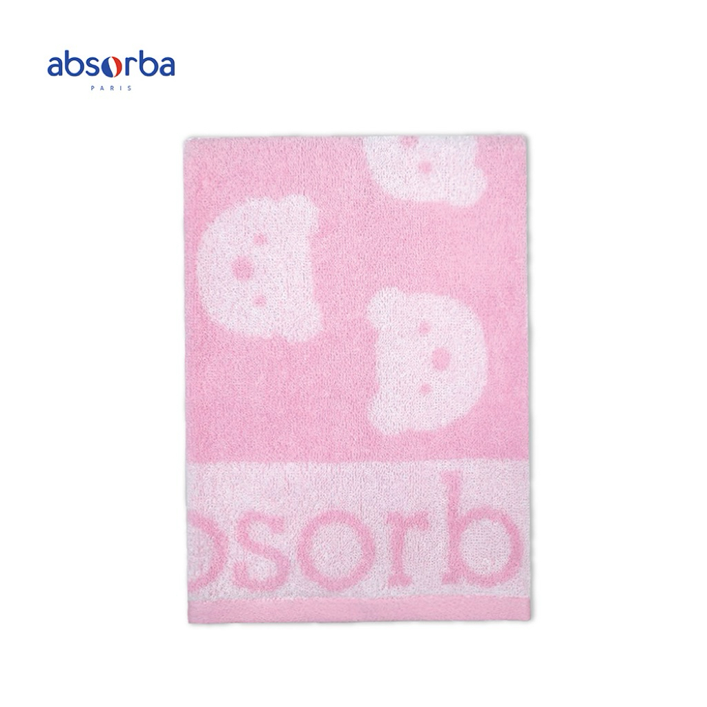 แอ็บซอร์บา ผ้าขนหนู ลายน้องหมี สีชมพู รุ่น COTTON PRINT ทอ 2 ด้าน Size 60*120 Cm.