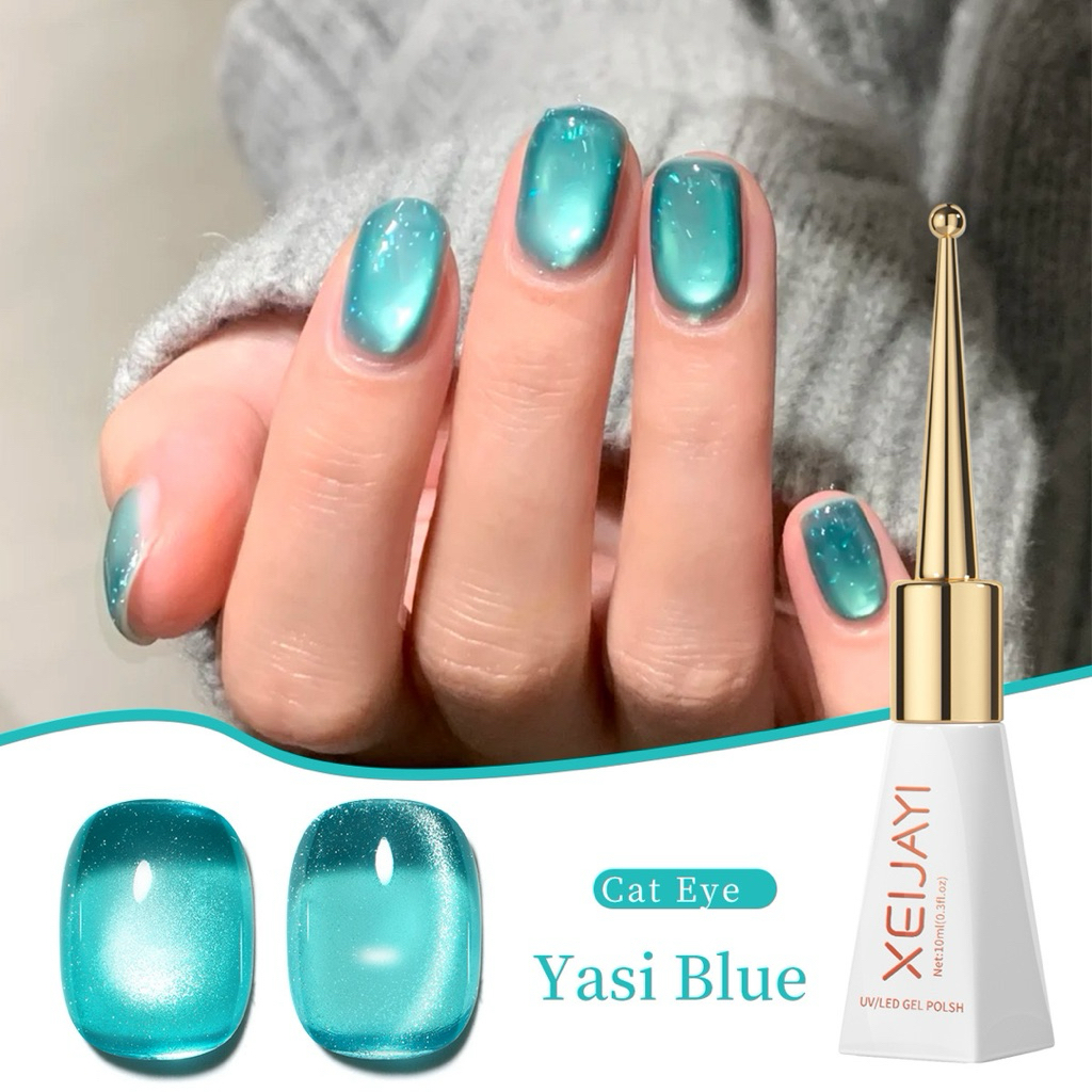 สีทาเล็บเจลเล็บแม่เหล็กโทนน้ำทะเลสุดหรู วิบวับเหมือนแสงสะท้อนในมหาสมุทร 🌊✨   ให้ลุคเย็น สบายตา