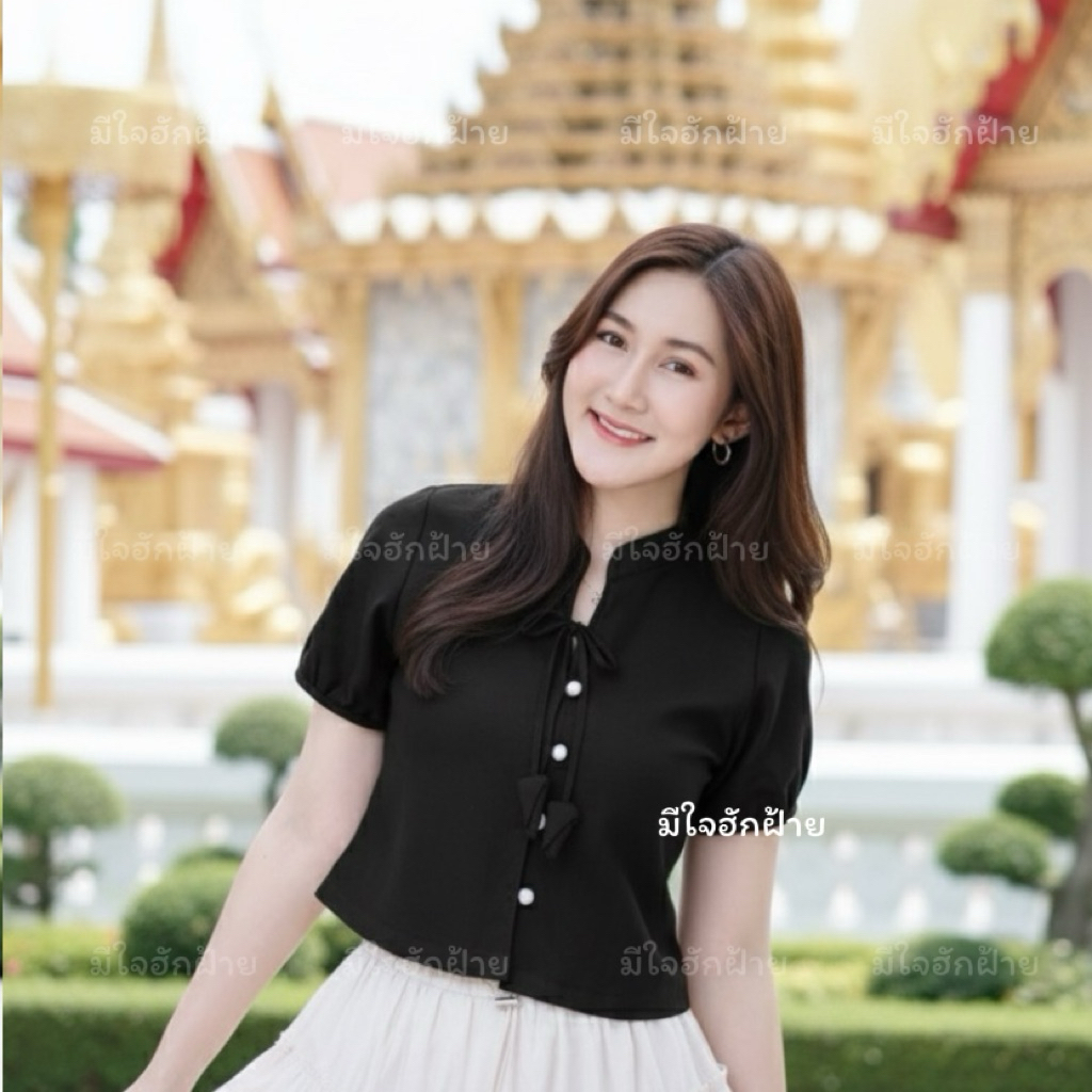 เสื้อผ้าฝ้าย คอจีนแขนตุ๊กตากระดุมมุก รุ่นนารี