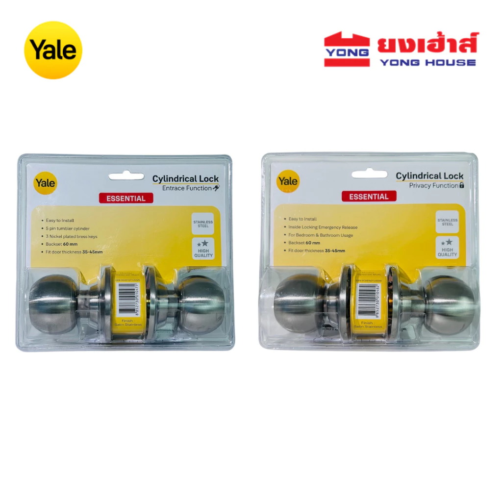 YALE ลูกบิด แสตนเลส 201 [ห้องทั่วไป: EKN-VCA5147TUS32D] [ห้องน้ำ: EKN-VCA5142TUS32D] ระยะเจาะ 60 มม.