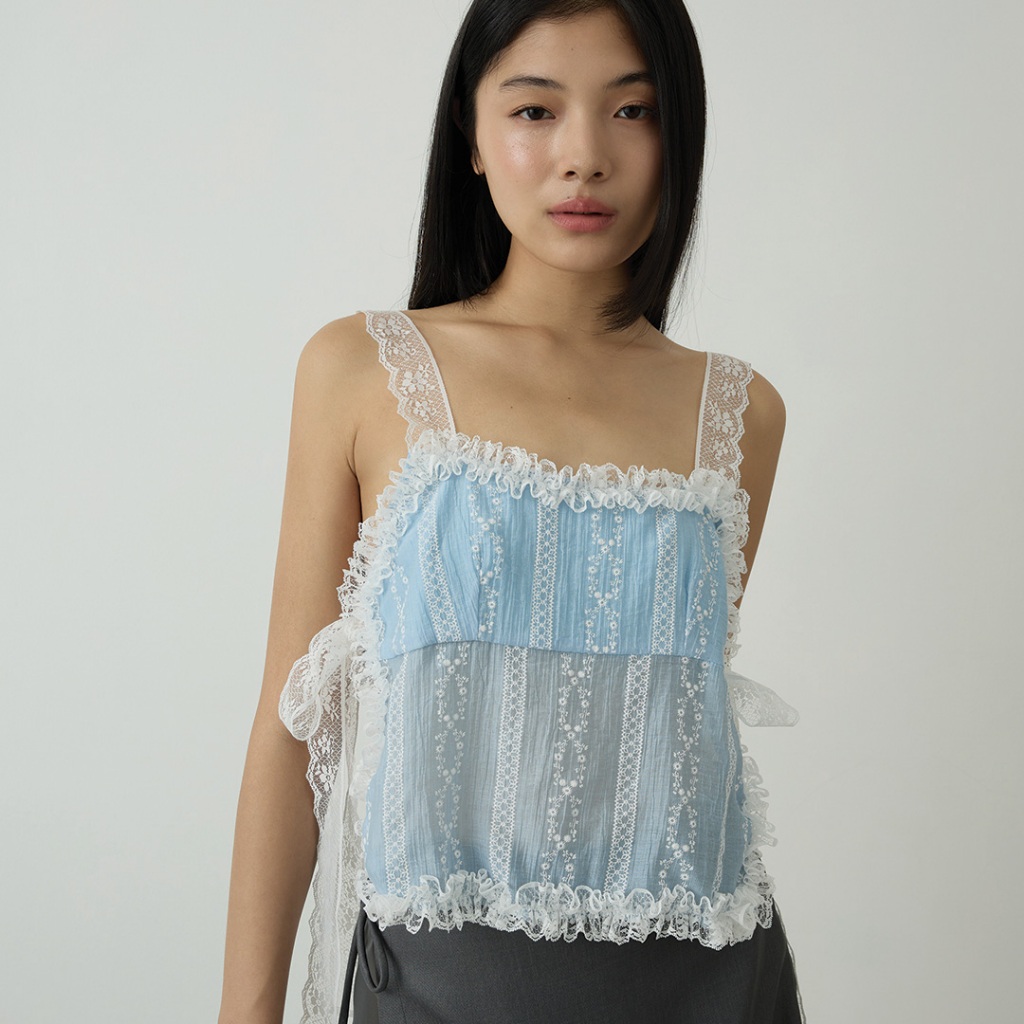 BLACKDOG BKK - Lace top เสื้อตัดแต่งลูกไม้ผ่าข้าง - AW2505