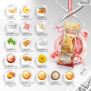 คอลลาเจนรังนก แจ่มใส ( Collagen Bird's Nest Jamsai ) ผลิตภัณฑ์เสริมอาหาร 2 ห่อ 60 ซอง ( ของขวัญ 1 )