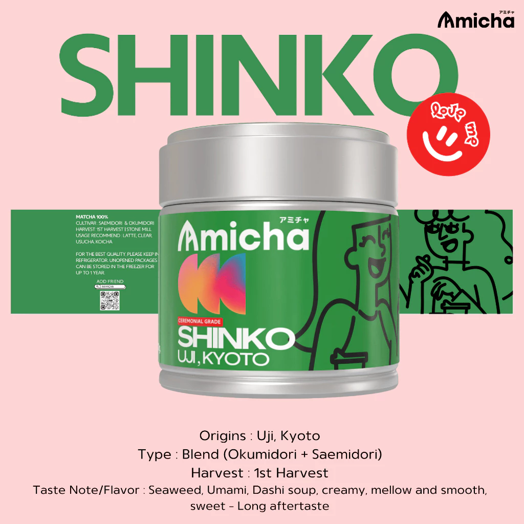 [AMICHA] - SHINKO (ชินโกะ) ขนาด 20 กรัม ผงมัทฉะ 100% 🌱 จากเมืองอูจิ, เกียวโต ประเทศญี่ปุ่น | Ceremonial grade