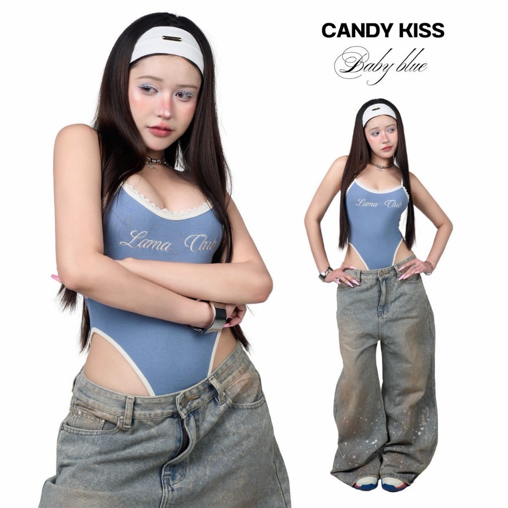 Candy Kiss  บอดี้สูทแต่งลูกไม้  ผ้าฝ้ายขูดขนเกรดพรีเมี่ยม รูปที่ 5