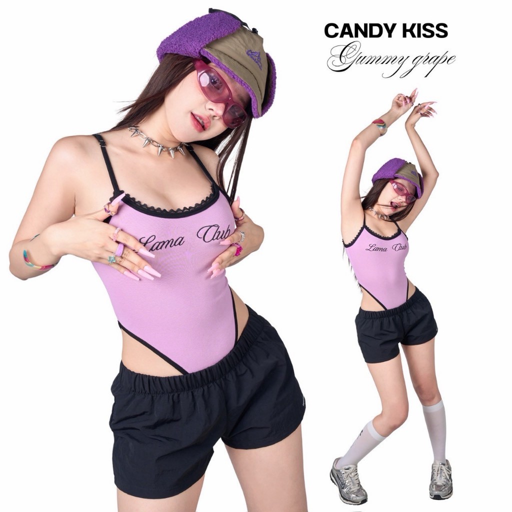 Candy Kiss  บอดี้สูทแต่งลูกไม้  ผ้าฝ้ายขูดขนเกรดพรีเมี่ยม รูปที่ 4