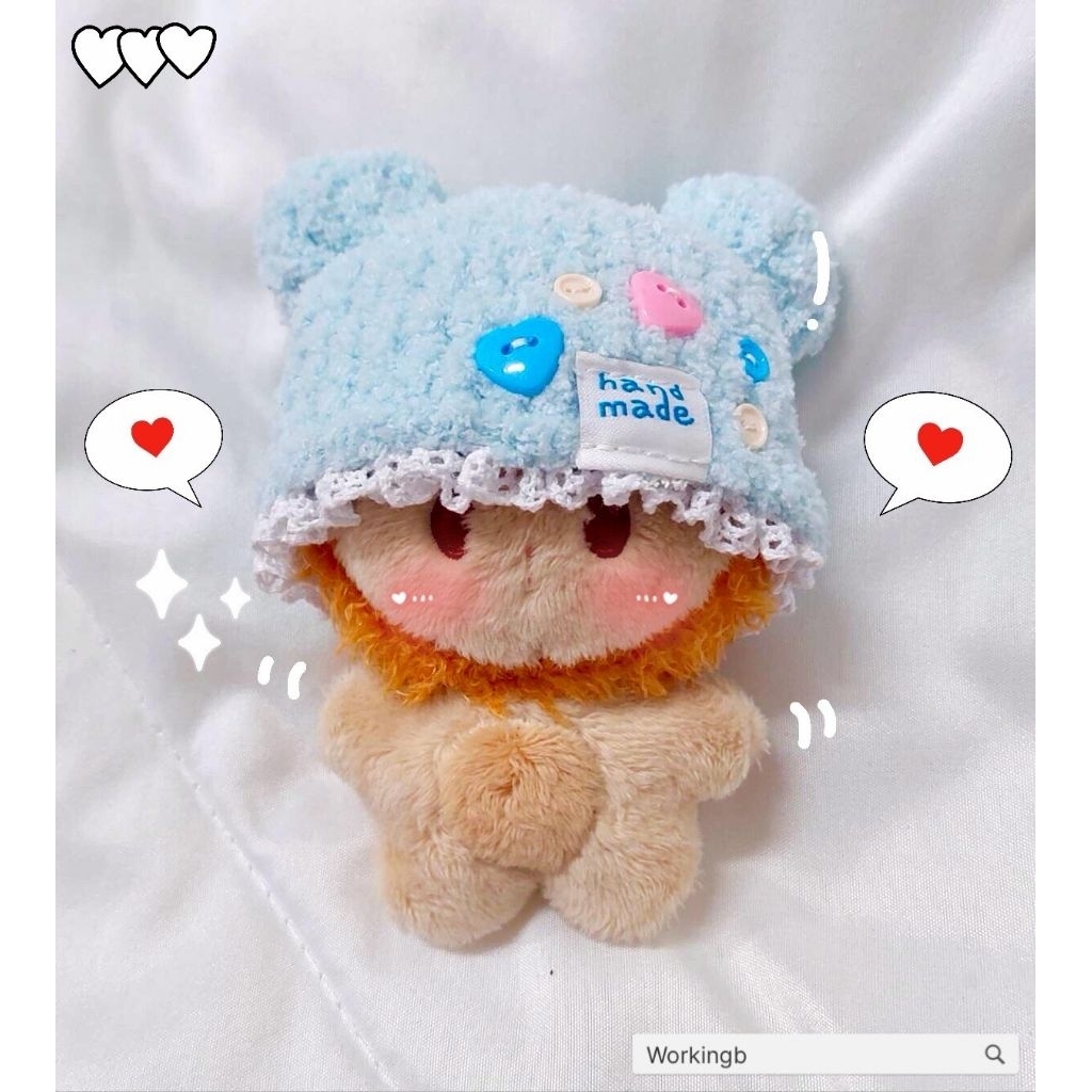 ชุดตุ๊กตา 10 cm : หมวกขนนุ่มแต่งระบายลูกไม้ (เฉพาะชุดไม่รวมตุ๊กตา)