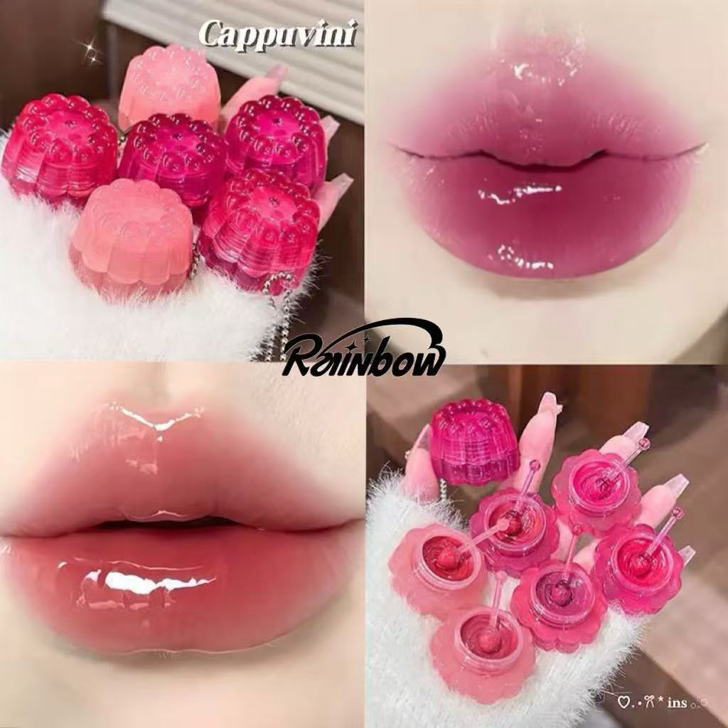ลิปกลอส Cappuvini ลิปทิ้น ลิปสติก ลิปเจลกระจก ลิปเจลลี่กระจก น่ารักและหวาน ติดทนนาน กันน้ำ ให้ความชุ่มชื้น