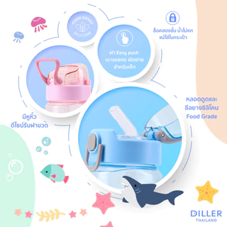 Diller Thailand Tritan Flask BPA FREE กระติกน้ำสำหรับเด็ก ขวดน้ำเด็ก ใส เบา ทนทาน ส่งจากกทม. (DB007 / D2314 / D2582)
