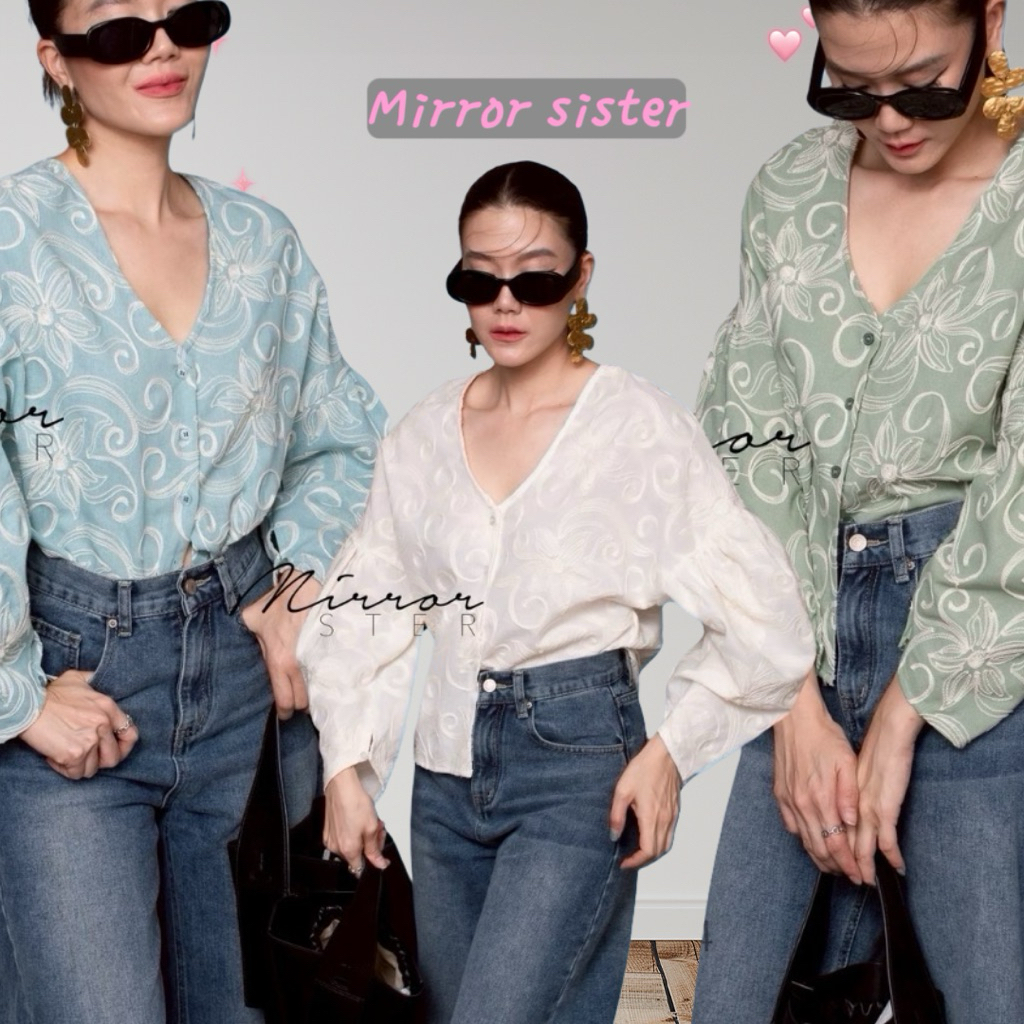 MirrorsisteR 50915.4 • เสื้อผ้าปักลายดอกงานพรีเมียม ดีเทลปักนูนสวยหรูทั้งตัว