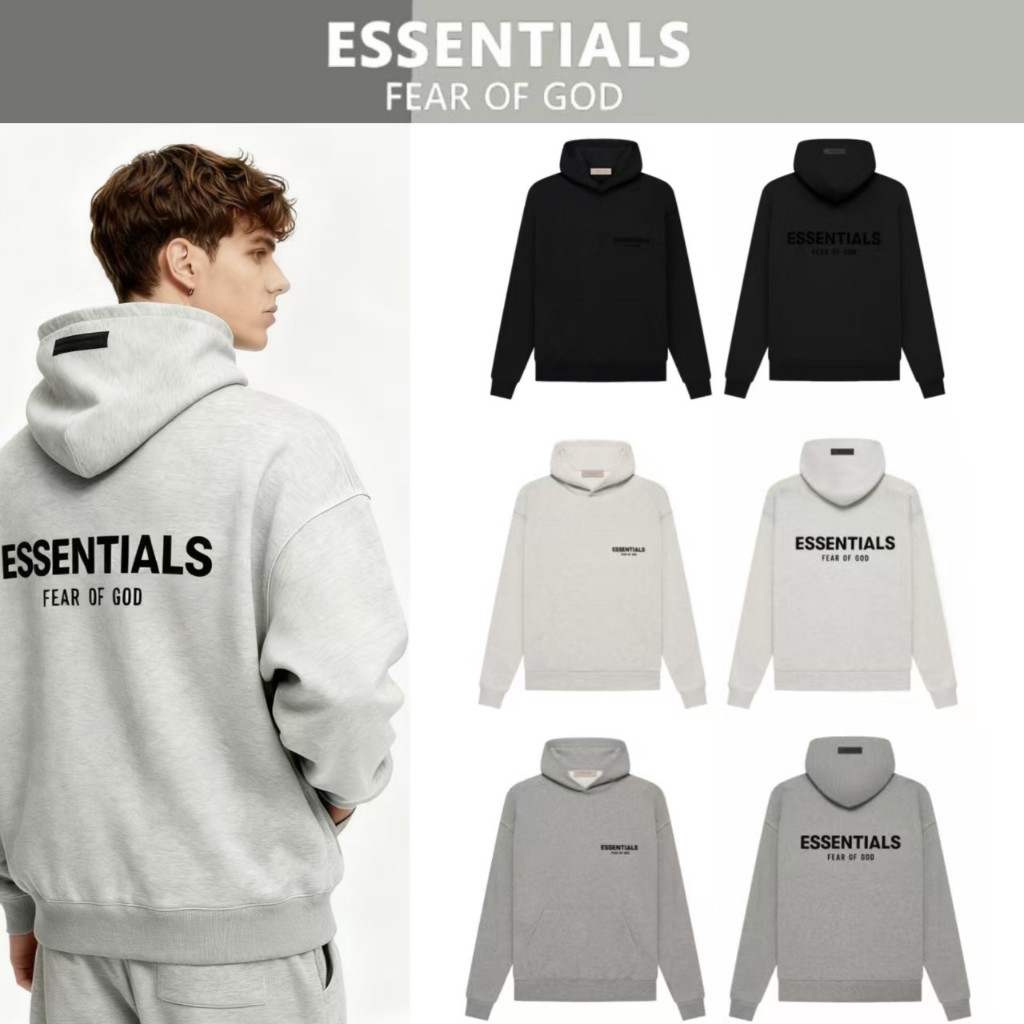 🌙ลดราคา 50% ของแท้  NEW Fear of God Essentials Hoodie ชาย และหญิงเสื้อฮู้ดหลวมเสื้อฮู้ดหลวม（SS22)