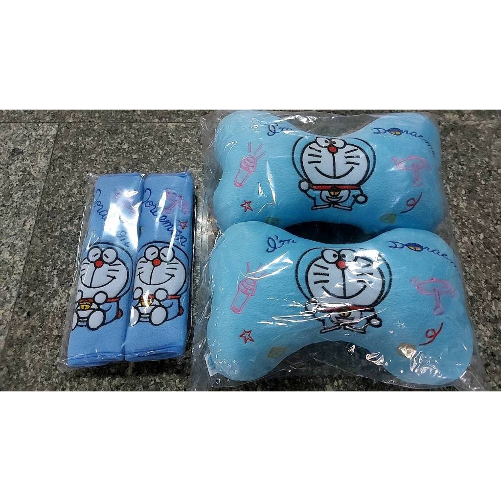 setหมอนรองคอ+ที่หุ้มเบลล์ในรถยนต์ลายโดเรม่อน