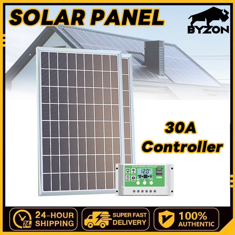 แผงโซล่าเซลล์ 18V MONO พร้อมสายคีบแบต Solar Cell โซล่าเซลล์ Solar Panel กันน้ำ รับประกัน 5 ปี
