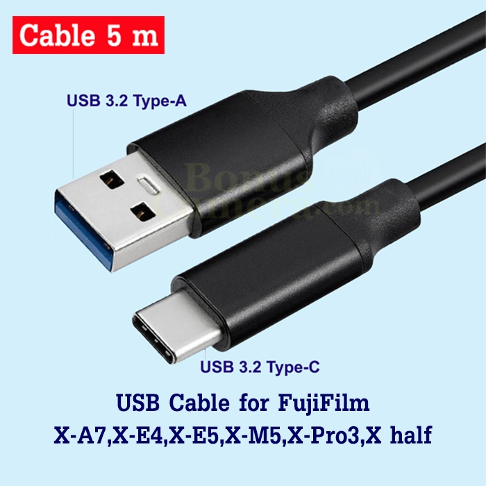 สาย USB 5m ต่อ FujiFilm X half,X-A7,X-E4,X-E5,X-M5,X-Pro3 เข้าคอมพิวเตอร์ Cable for connect Computer