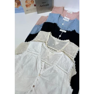 M1992 เสื้อแขนกุดลูกไม้คอวี ราคา: 305 บาท • รอบอก: 42 นิ้ว • ความยาว: 18 นิ้ว