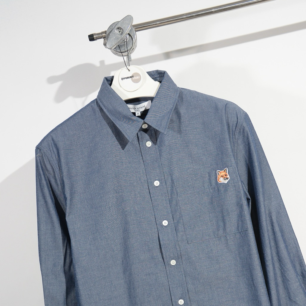 Maison kitsune fox head casual shirt