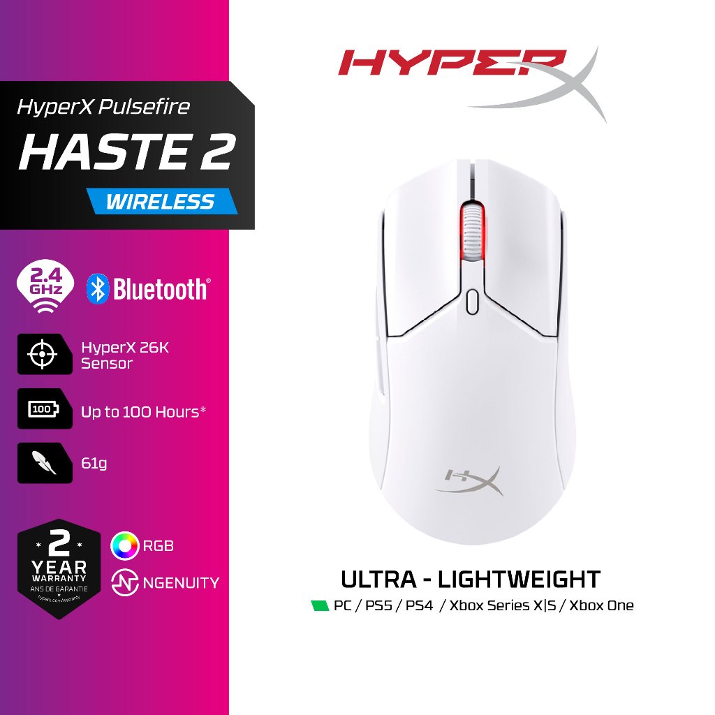 HyperX Pulsefire Haste 2 Wireless Gaming Mouse เมาส์ไร้สาย เมาส์เกมมิ่ง