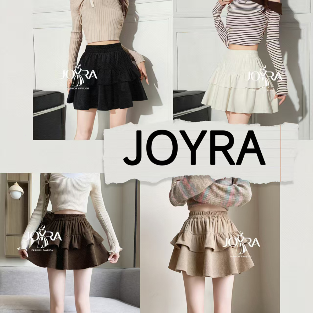 Kaekai พร้อมส่ง กระโปรงสั้นลูกฟูก เอวสม็อค ทรงขนมชั้น เลเยอร์ 2 ชั้น สไตล์เกาหลี มีซับใน เอวยืดเยอะ ใส่สบายมาก