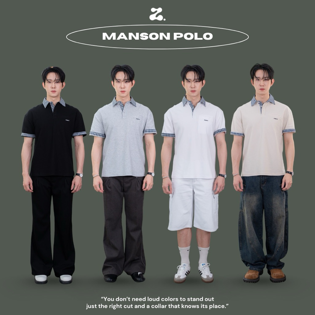MANSON POLO เสื้อโปโลแขนสั้นทรง oversize