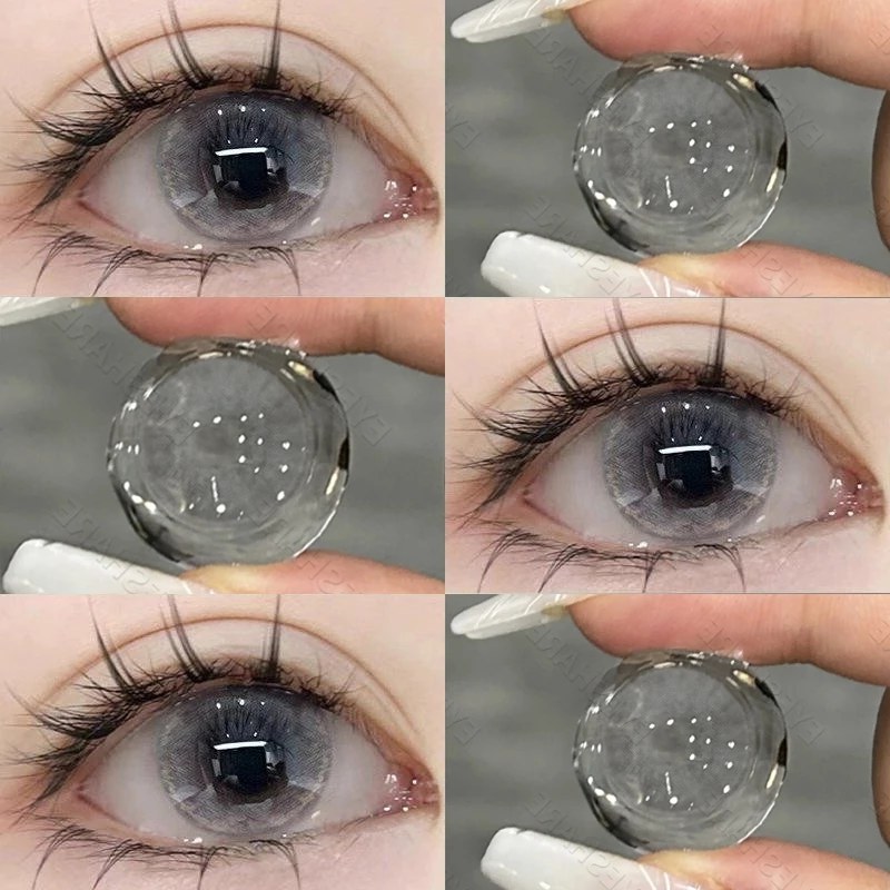 สินค้าสปอต(COD) คอนแทคเลนส์สีเทาอ่อนเด่นเลนส์สีที่ขายร้อนจะใช้ได้เป็นเวลา 1 ปี ความชุ่มชื้นบางเฉียบ