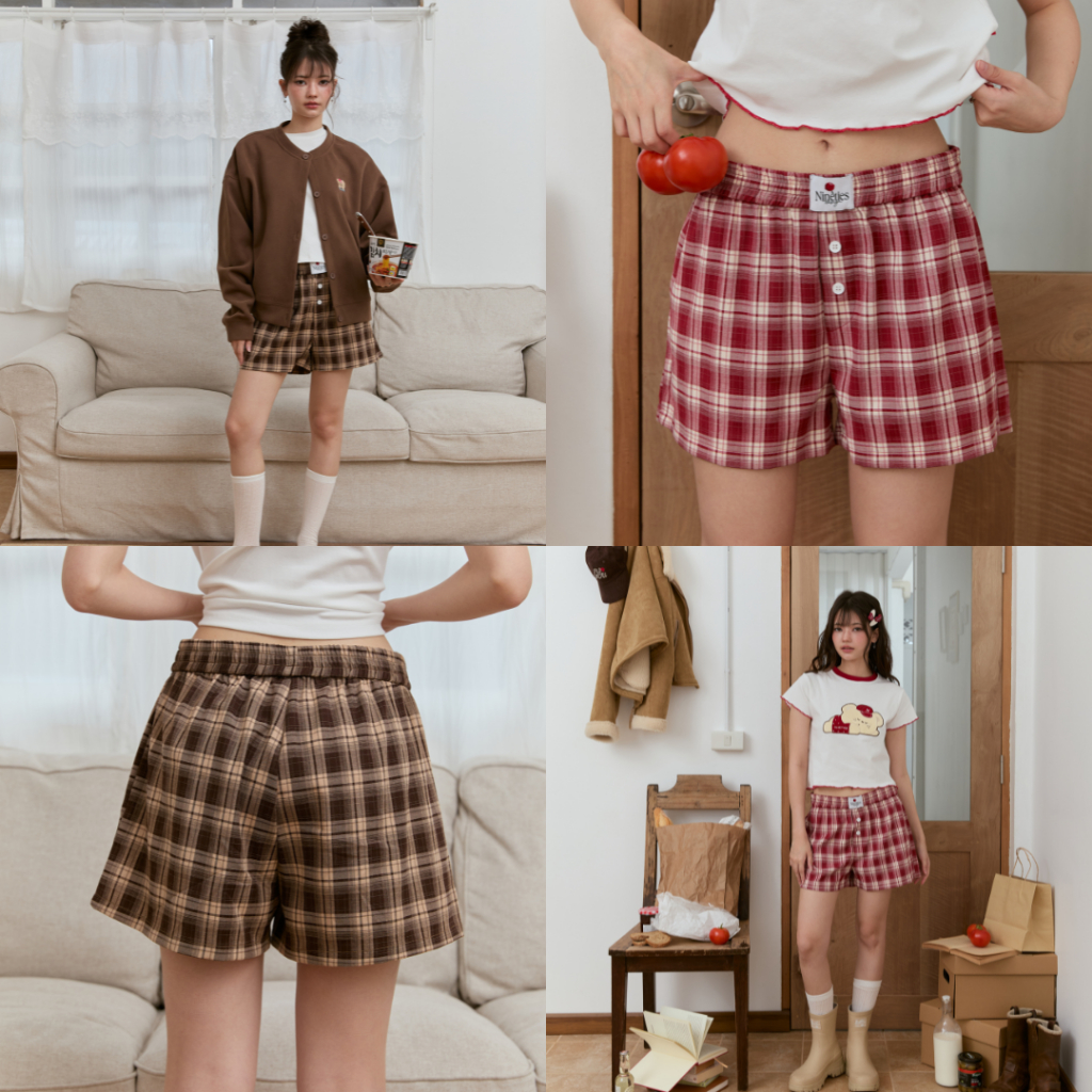 Nineties Design : Bear Collection กางเกงขาสั้นลายสก็อต รุ่น Lazy Shine
