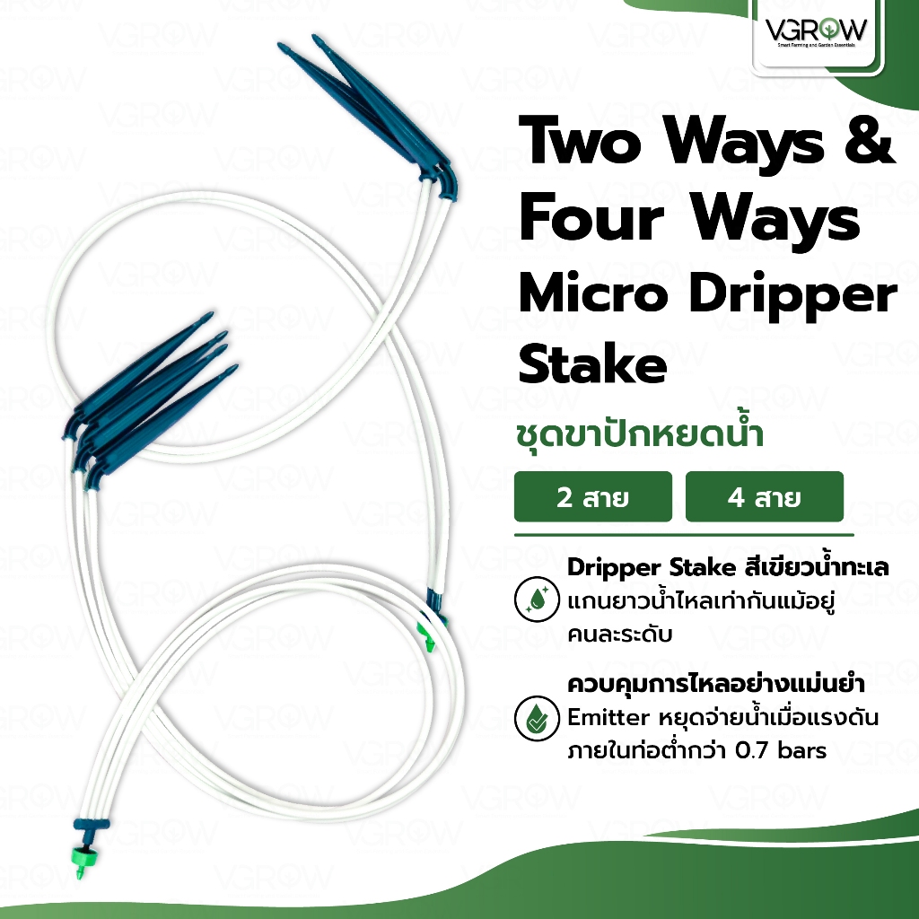 Two Ways and Four Ways Micro Dripper Stake ชุดขาปักหยดน้ำ 2 และ 4 สาย ยาว 30 นิ้ว ชุดขาปักหยดน้ำ