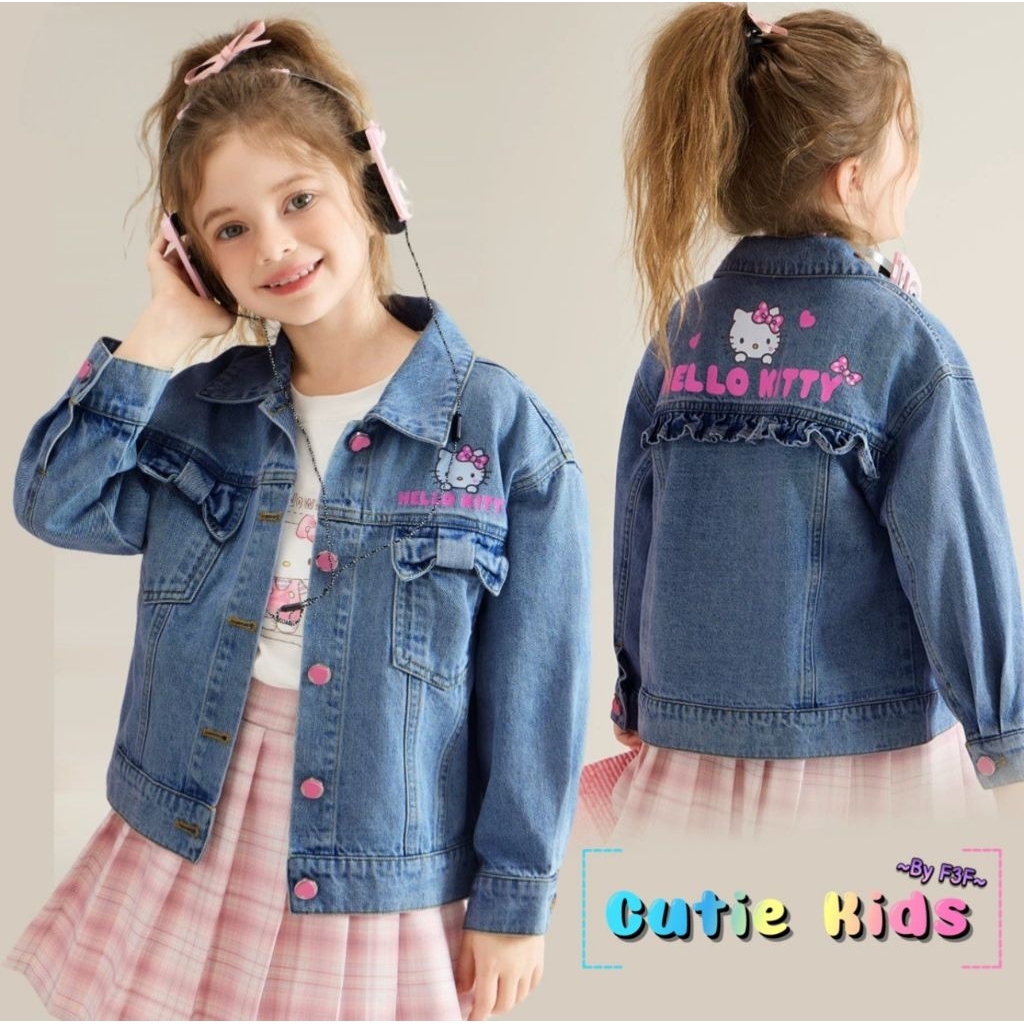 CT85🥰จัดให้ตามคำขอJacket ยีนส์สีคลาสสิคแจ็คเก็ตสำหรับลูกสาว ดีเทลน่ารักๆไว้ใส่คลุมกับชุดนักเรียนหรือคลุมใส่เที่ยวได้เลย