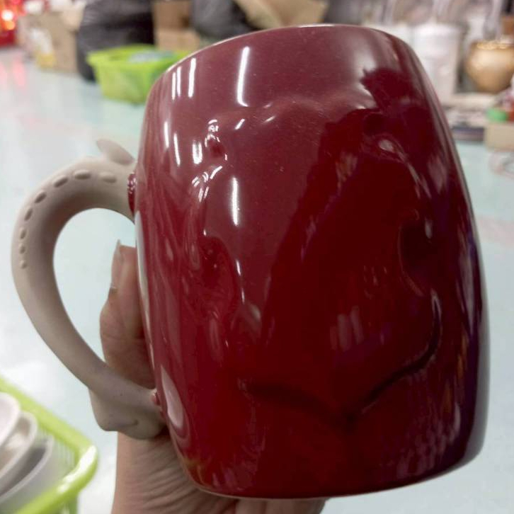 แก้วกาแฟ แก้วหูจับ ขนาด 10-15 ออนซ์ สีแดง ceramic mug แก้วชา แก้วกาแฟ coffee mug เข้าไมโครเวฟได้