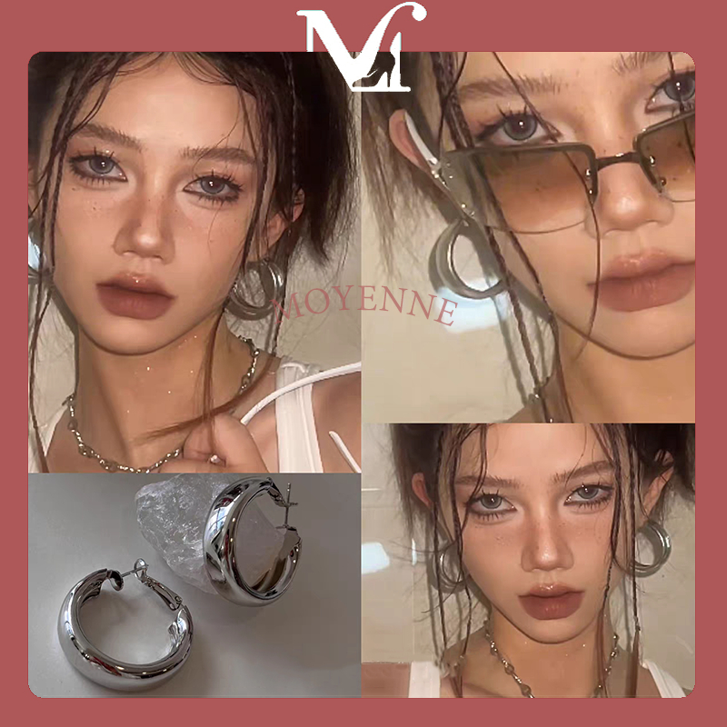 [จัดส่งจากกรุงเทพฯ] โลหะ ยุโรปและอเมริกา ห่วงเรียบ ต่างหู แบบใหม่ เฉพาะกลุ่ม ไม่ซ้ำใคร ไฮเอนด์ หรูหรา เบาๆ อารมณ์ ต่างหู