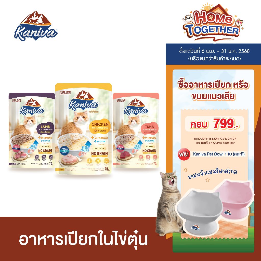 Kaniva Steamed Egg (အသားပြုတ်ဥ) အစားအစာပျော့ 70g (12 ထုပ်) 3 မျိုးရွေး