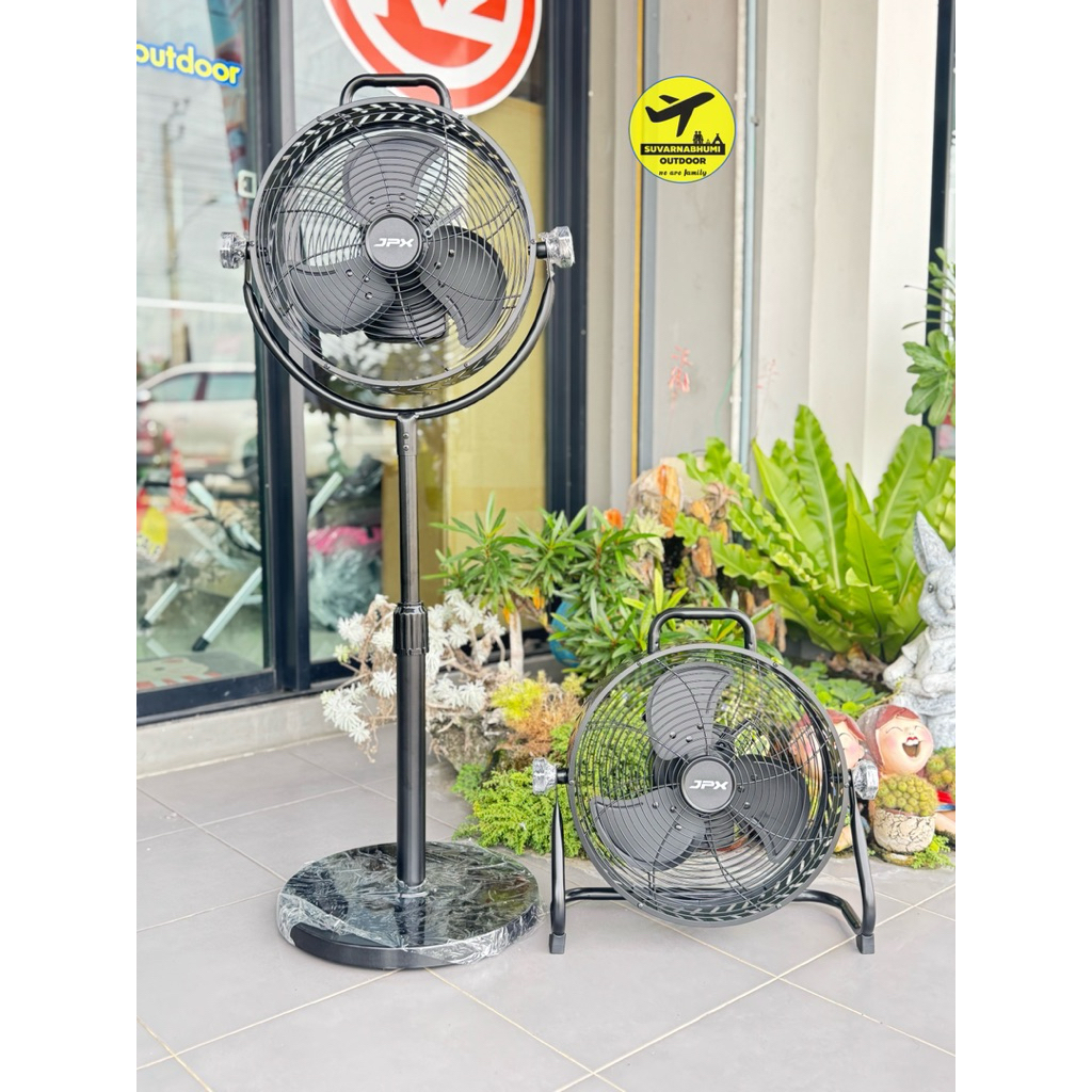 พัดลม JPX 12 นิ้ว แบตเตอรี่ ตั้งพื้นและตั้งโต๊ะ