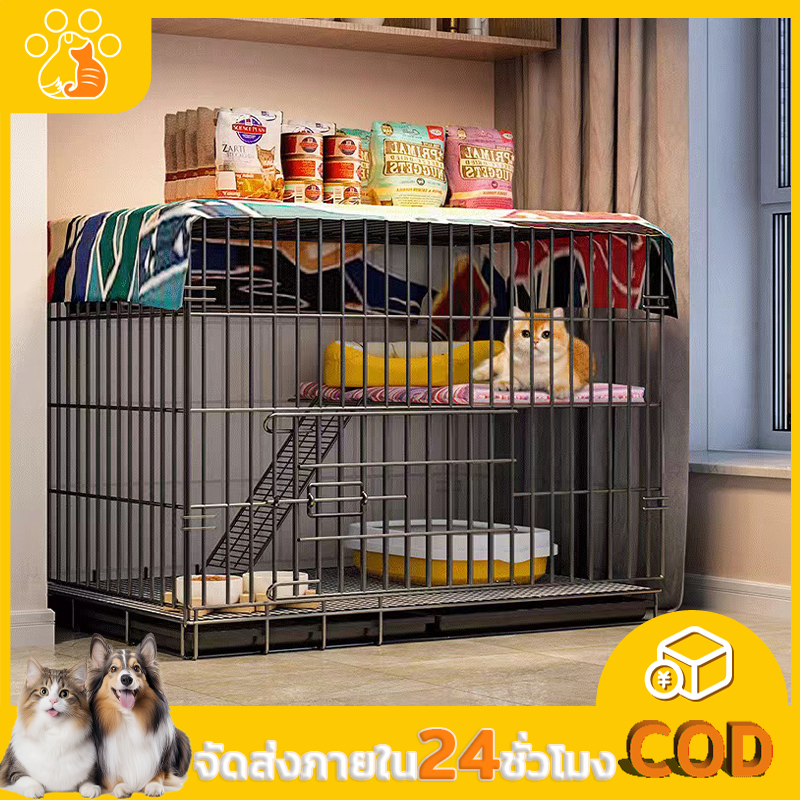 🐾กรงแมวพับได้ กรงแมว2ชั้น กรงสัตว์เลี้ยง กรงกระต่าย กรงหมา เหมาะสำหรับแมว กระต่าย และ สุนัข