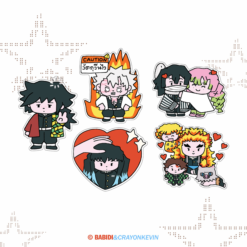 (Sticker flake) แฟนอาร์ต : Kimetsu No Yaiba  สติกเกอร์ดาบพิฆาตอสูร ขนาด 6 cm