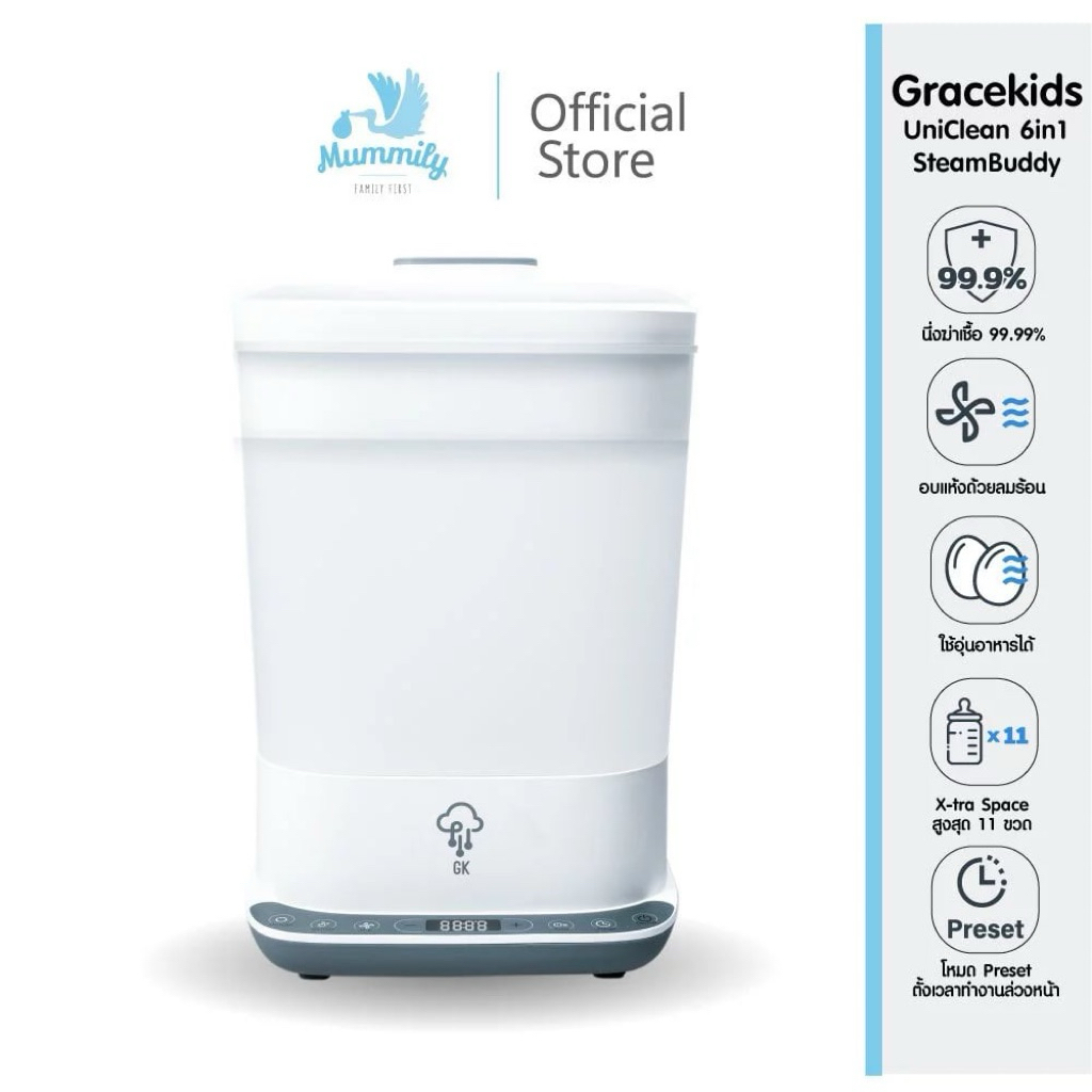 Grace Kids เครื่องนึ่งขวดนมรุ่น Uniclean 6-in-1 SteamBuddy เครื่องนึ่ง ทำความสะอาดขวดนมสุดคุ้ม