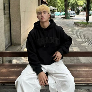 [ สินค้าเข้าเยอะ ] Karants เสื้อฮู้ดสวมศีรษะ Cropped Boxy ผ้าฟลีซ แต่งผ้าปะ สำหรับผู้ชายและผู้หญิง - AK34