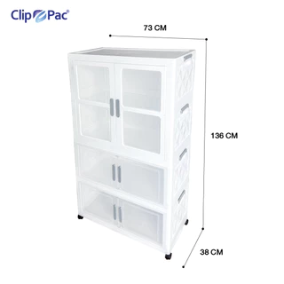ตู้เก็บของ 1-5 ชั้น ใบใหญ่ ตู้เก็บของพับได้ แบรนด์ Clip Pac กล่องเก็บของพับได้ มีล้อ ฝาเปิด-ปิดแบบแม่เหล็ก