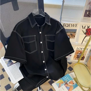 CLIFFเสื้อเชิ้ตแขนสั้น แฟชั่นสไตล์ญี่ปุ่น เรียบง่าย สําหรับผู้ชาย เสื้อเชิ้ตลําลอง ใส่ได้ทั้งชายและหญิง oversize