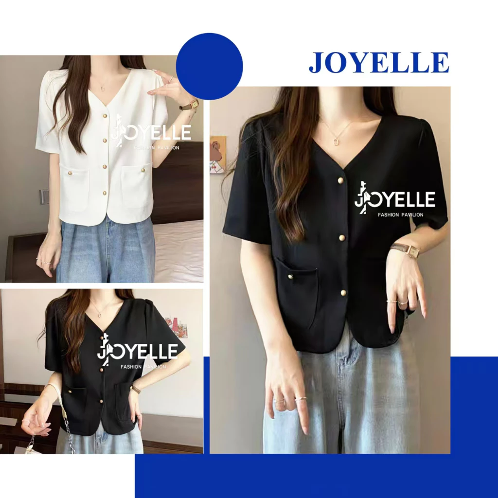 Kaekai พร้อมส่ง เสื้อคลุม แขนสั้น คอวี ทรงเรียบง่าย สไตล์ลำลอง มีกระเป๋าหน้าสองข้าง ดีไซน์กระดุม งานผ้าฝ้ายใส่สบาย