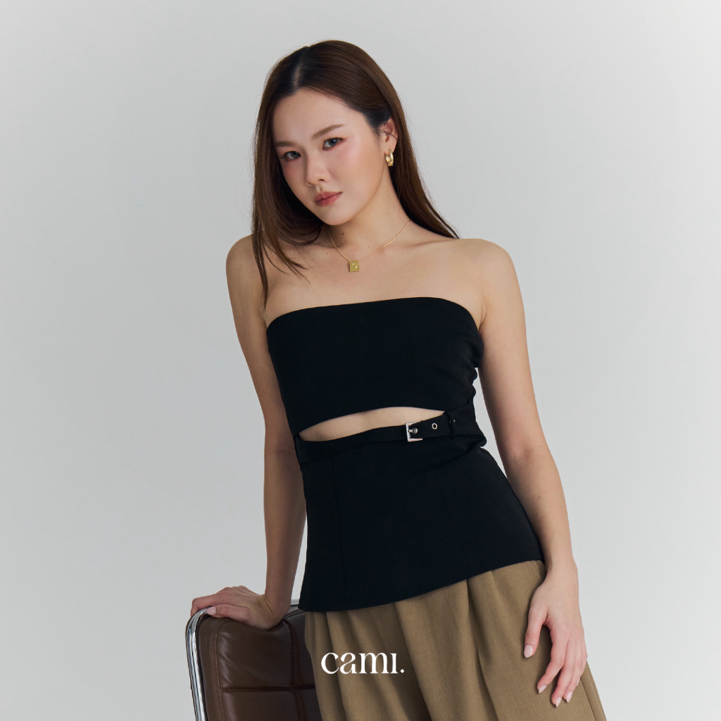 CAMI Classic Tube Top - Black l เสื้อเกาะอกพร้อมเข็มขัด