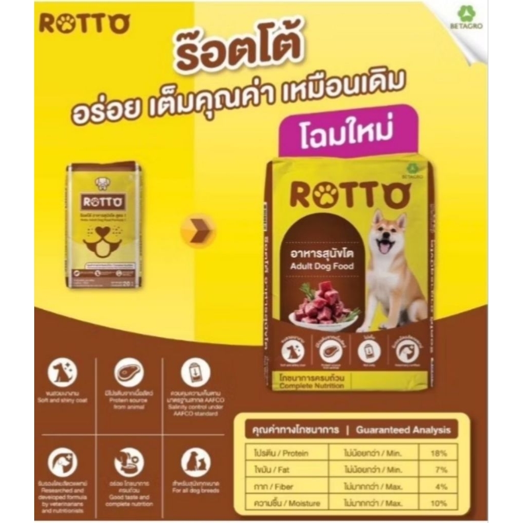 อาหารสุนัข rotto 10 และ 20 กิโลกรัม