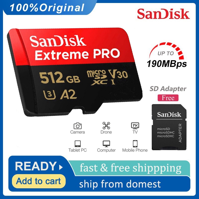 sdcard HighSpeed Micro SD 128GB 256GB 512GB เมมโมรี่ การ์ด Applied to โทรศัพท์ กล้อง memory card hp sd card