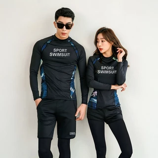 ชุดว่ายน้ำแขนยาว ชุดดำน้ำ คู่รัก ผู้ชายและผู้หญิง กันUV ชุดว่ายน้ำ