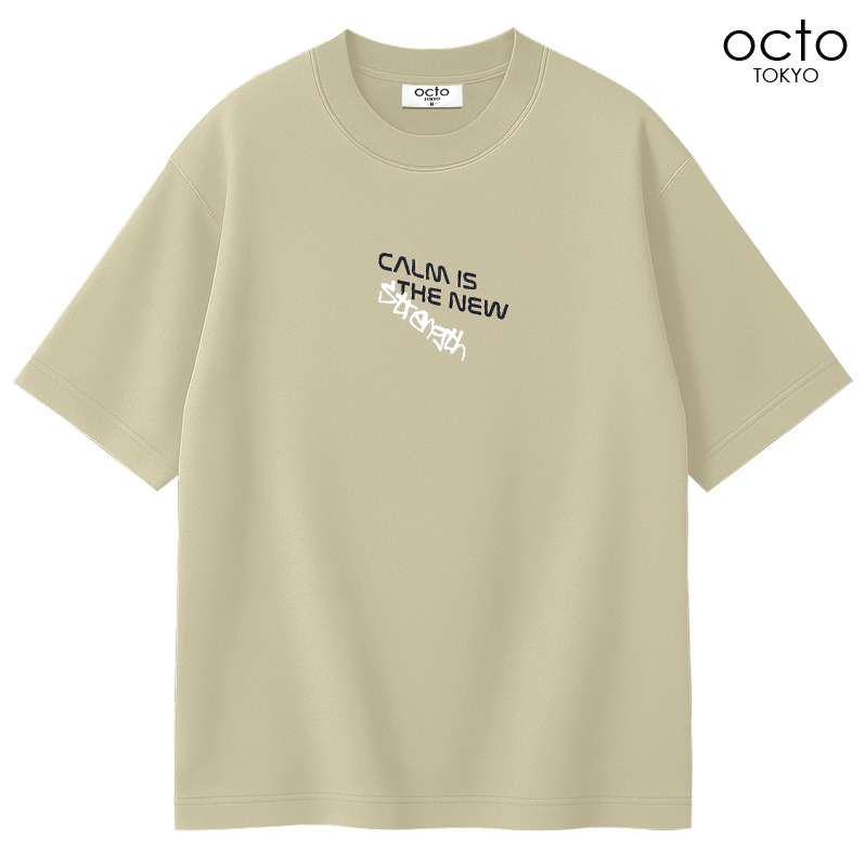 เสื้อยืดทรงโอเวอร์ไซส์ octoTOKYO รุ่น Airly ลาย Strength | ผ้า Premium Cotton 100% นุ่ม สบาย ระบายอากาศดี