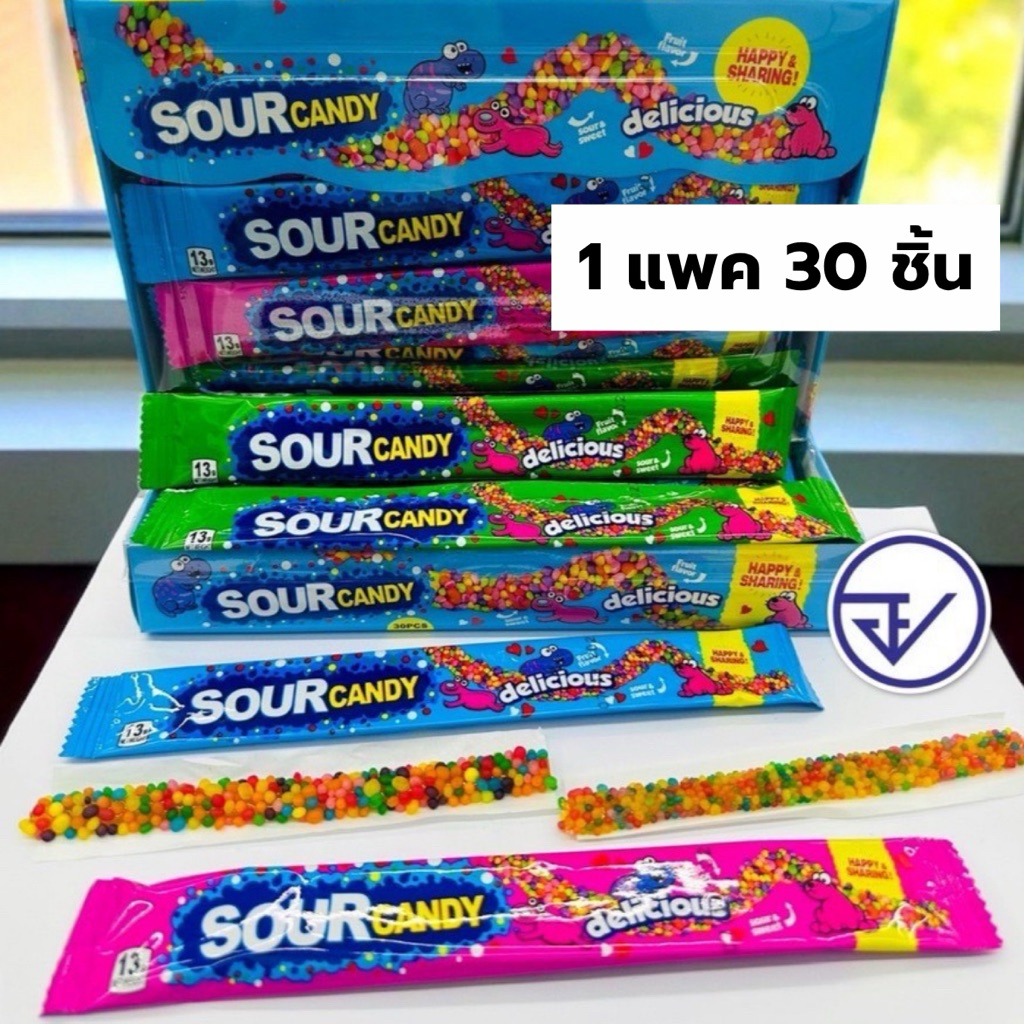 [ยกกล่อง 30 ชิ้น] เยลลี่สายรุ้งเกล็ดเปรี้ยว เยลลี่เกล็ดเปรี้ยว ซูกัสเคี้ยวหนึบ Sour Candy
