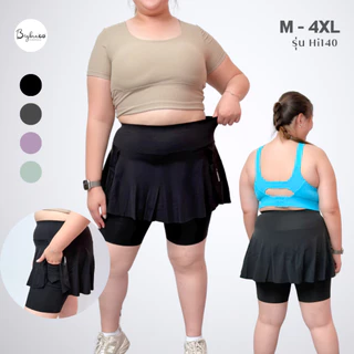 Bigbraco-HI140 (M-4XL)กางเกงทรงกระโปรง เอวสูงกระชับหน้าท้อง ยาว 3 ส่วน กระป๋าข้างลำตัว