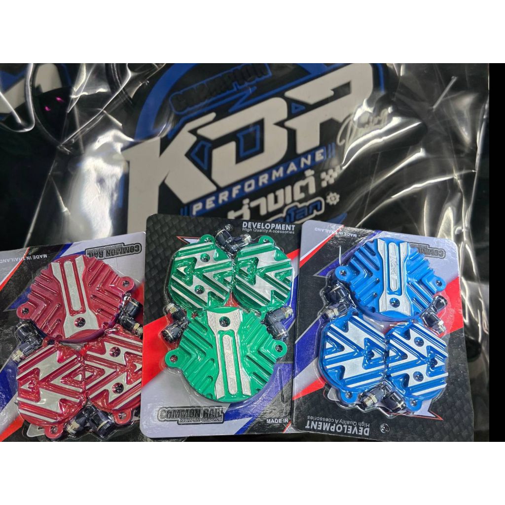 ฝาครอบวาว 4V CNC KDR ตัวไหม่ ลายสายฟ้า พร้อมหัวฟิตติ้ง