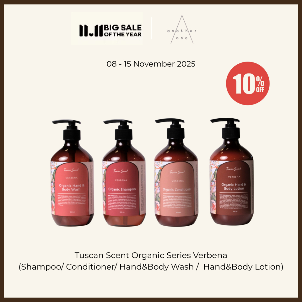 TUSCAN SCENT ORGANIC VERBENA SERIES 300 ml. (Shampoo, Conditioner, Hand and Body wash, Hand and body