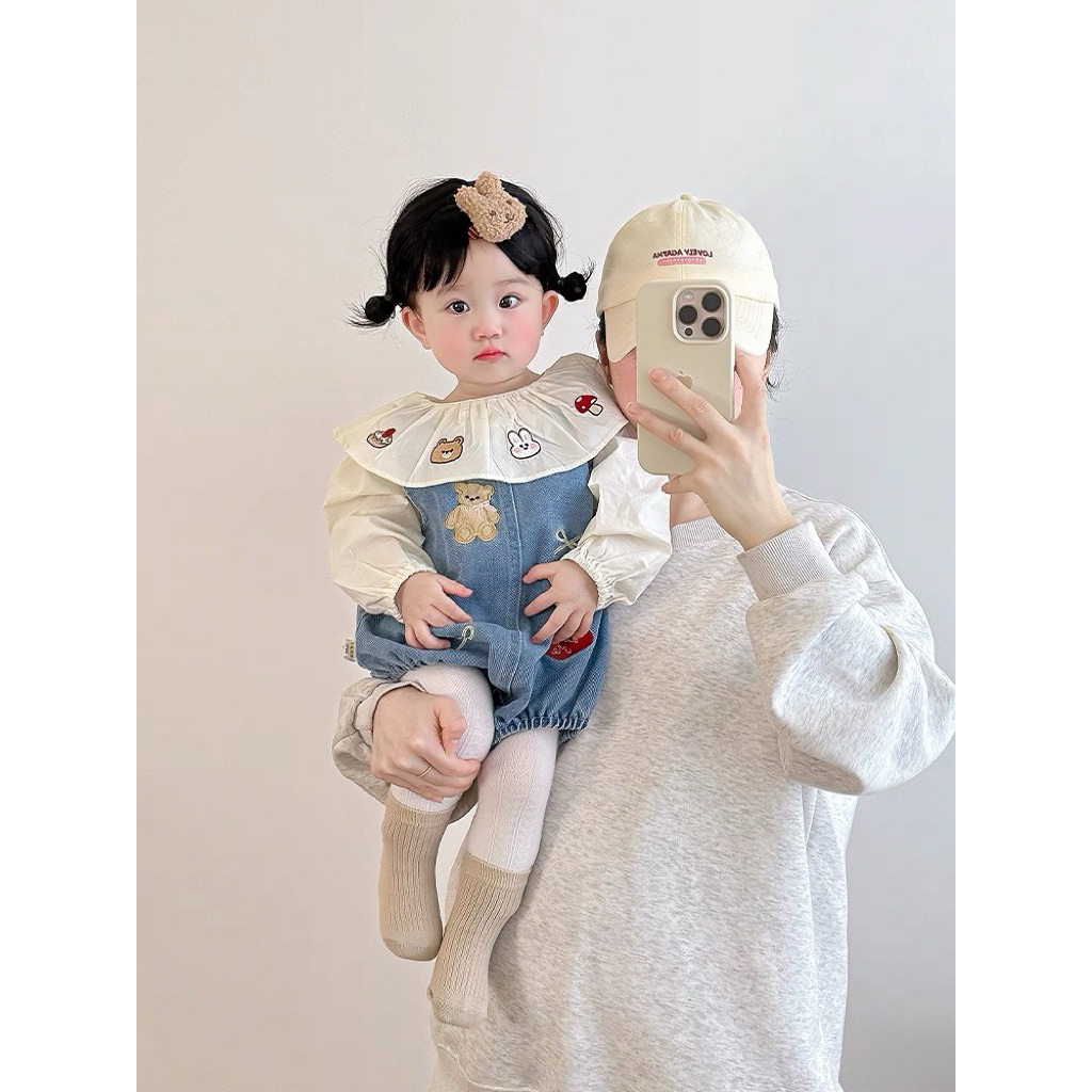 NT Baby – 099 (สินค้าพร้อมส่ง) ชุดจั๊มเอี๊ยม เอี๊ยมยีนส์ ลายการ์ตูน สไตล์เกาหลี น่ารัก เซ็ท2ชิ้น เสื้อ+เอี๊ยม ราคา ถูกที่สุด ดีลบีเคเค แกลเลอรีภาพที่ 3