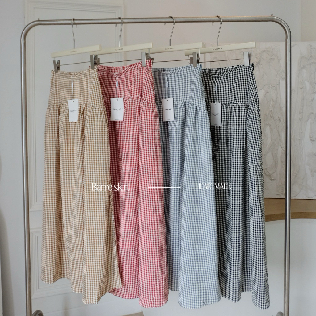 (D50) Heartmade-Barre skirt🧣(shopee trendyลด30%>>เหลือ413.-)กระโปรงลายสก๊อตสม๊อคหลังซับในยาว