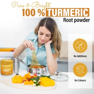 Gourmazia USDA Organic Turmeric Root Powder 100g– Sun-Dried Curcuma Longa, Single-Origin, Southern India, Golden Color