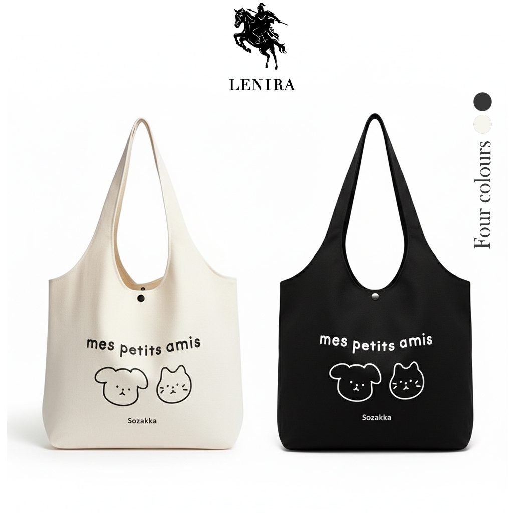 ส่งด่วน Lenira (B1673) กระเป๋าผ้าแคนวาสSozakkaใบใหญ่